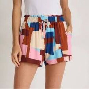 NWT Fate Anthropologie Geometric Shorts Elastic Waist Large
